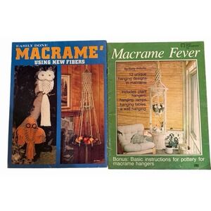 Macrame‎ Books Vintage 70s Plants Hangers Wall Hangings Owls Lot 2 Mid Century